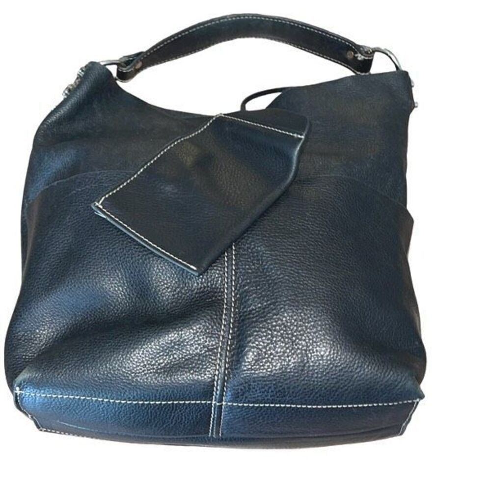 Faiez Halabi Buenos Aires Womens Pebbled Leather Shoulder Hobo Bag Black Small - Picture 5 of 14